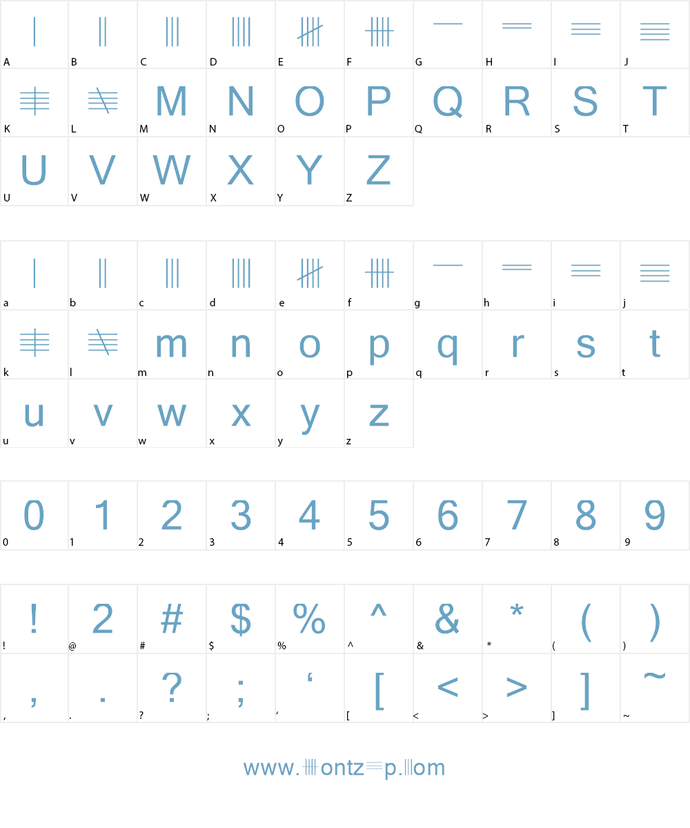 Tally Mark Font Character